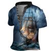 T-Shirts Et Debardeurs Pour Hommes LITB | Homme Chemise Henley Shirt Graphic Bateau Henley Vetement Tenue 3D Effet Exterieur Du Quotidien Manche Courte Bouton Bas Imprimer Mode Decontractees Confortable