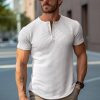 T-Shirts Et Debardeurs Pour Hommes LITB | Homme T Shirt Tee T-Shirt En Tricot Gaufre T-Shirt Plein Col V Plein Air Vacances Manches Courtes Tricote Vetement Tenue Mode Design Basique