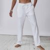 Bas Pour Hommes LITB | Homme Pantalon En Lin Pantalon Pantalon Ete Poche Plein Confort Respirable Exterieur Du Quotidien Sortie Melange De Lin & Coton Mode Decontractees