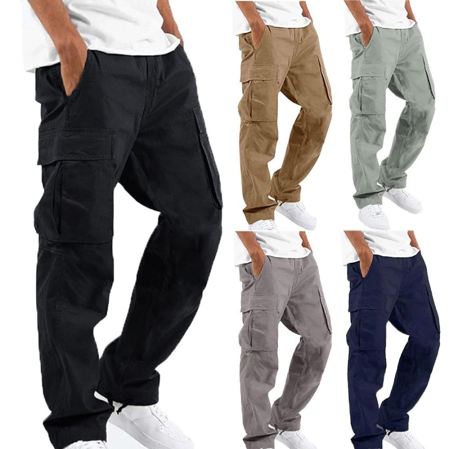 Bas Pour Hommes LITB | Homme Pantalon Cargo Pantalon Jogger Pantalon Cordon Taille Elastique Plusieurs Poches Mode Vetement De Rue Style Classique Casual Du Quotidien Confort Respirable Doux Couleur Unie