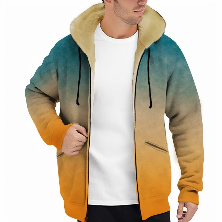 Sweats A Capuche Et Sweat-Shirts LITB | Sweat A Capuche Graphique Pour Hommes Imprimes De Blocs De Couleurs Quotidien Classique Decontracte Veste 3D Polaire Vetements D Exterieur Vacances Vacances Aller Sweats A Capuche Ombre