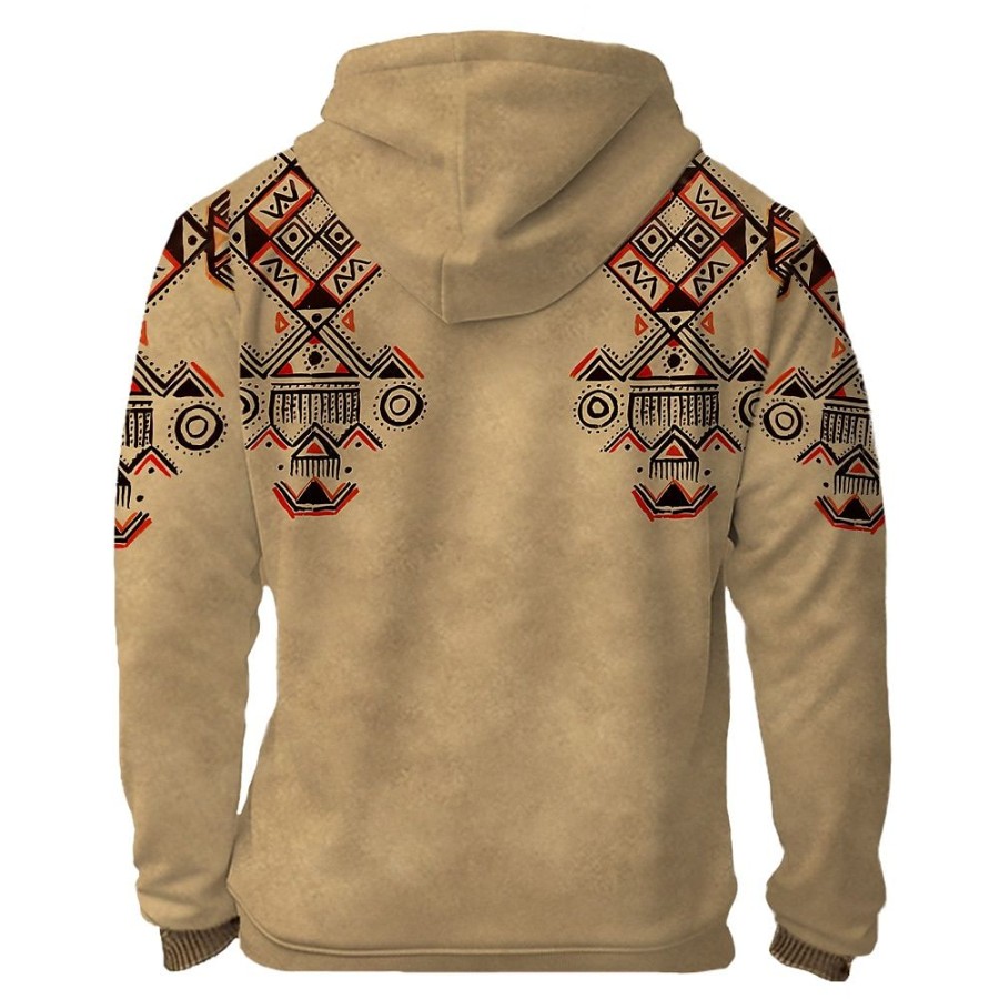 Sweats A Capuche Et Sweat-Shirts LITB | Tribal Imprimes Photos Homme Sportif 3D Effet Sweat A Capuche Zippe Vacances Vetement De Rue Sweats A Capuche Manche Longue Capuche Imprimer Poche Printemps & Automne Designer Sweat