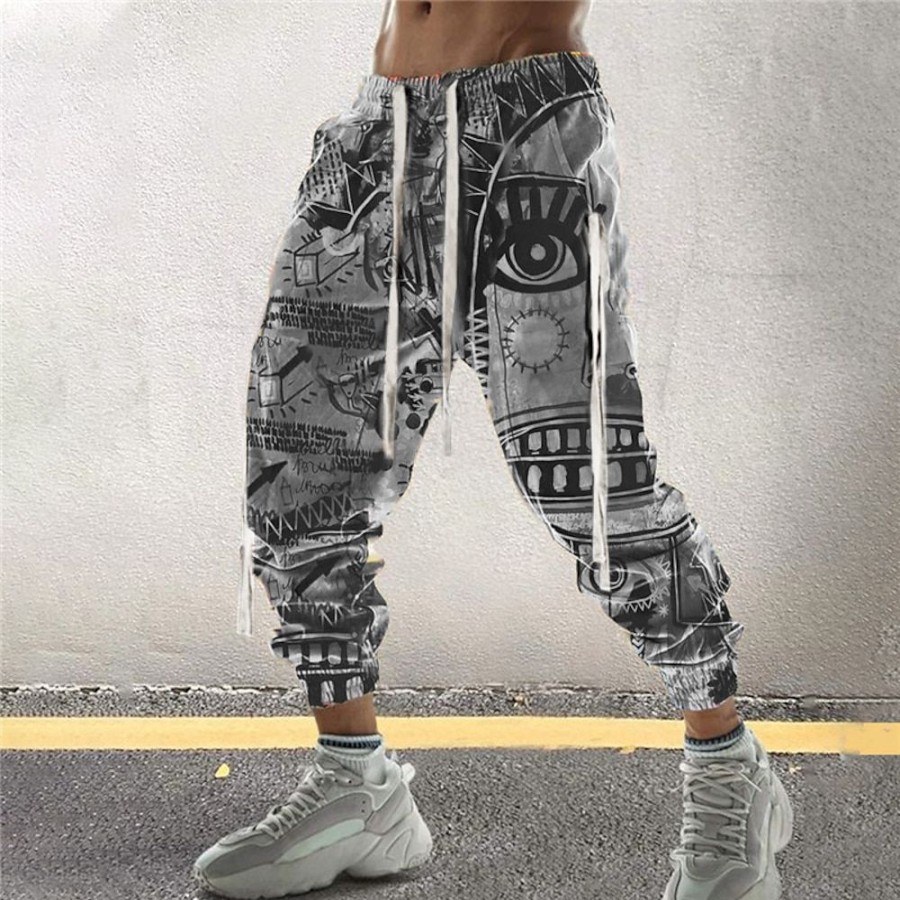 Bas Pour Hommes LITB | Homme Joggings Pantalon Jogger Pantalon Cordon Taille Elastique Impression 3D Abstrait Imprimes Photos Confort Sport Exterieur Casual Du Quotidien Melange De Coton Vetement De Rue Design