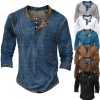 T-Shirts Et Debardeurs Pour Hommes LITB | Homme T Shirt Tee Chemise Henley Shirt T-Shirt En Tricot Gaufre T-Shirt Chemise A Manches Longues Bloc De Couleur Henley Plein Air Vacances Manche Longue Patchwork Vetement Tenue Mode Design Basique