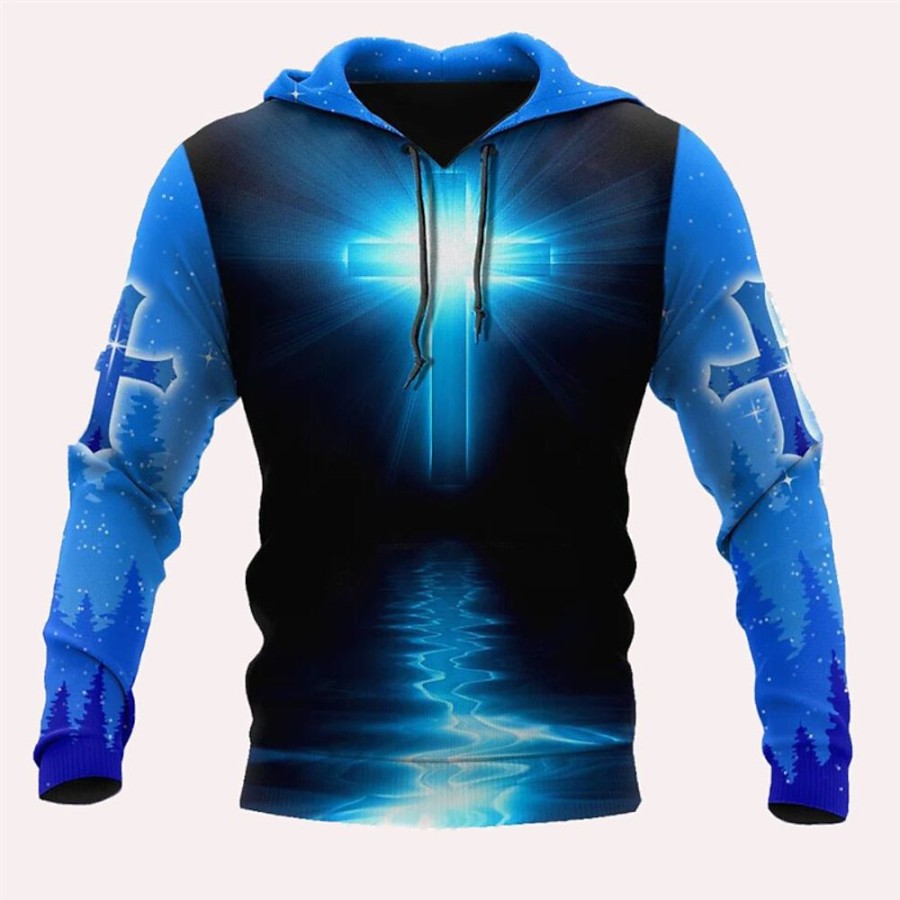 Sweats A Capuche Et Sweat-Shirts LITB | Homme Sweat A Capuche Capuche Chevaliers Templiers Imprimes Photos Croix Imprimer Du Quotidien Des Sports 3D Effet Basique Vetement De Rue Design Printemps & Automne Vetement Tenue