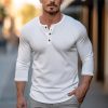 T-Shirts Et Debardeurs Pour Hommes LITB | Homme T Shirt Tee Chemise Henley Shirt T-Shirt Chemise A Manches Longues Plein Henley Plein Air Vacances Manche Longue Vetement Tenue Mode Design Basique Blanche