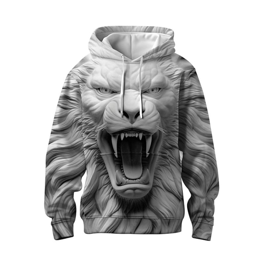 Sweats A Capuche Et Sweat-Shirts LITB | Graphic Animal Homme Mode 3D Effet Sweat A Capuche Sport Exterieur Vacances Vetement De Rue Sweats A Capuche Manche Longue Capuche Imprimer Poche Avant Printemps & Automne Designer Sweat