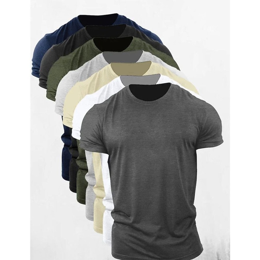 T-Shirts Et Debardeurs Pour Hommes LITB | Homme T Shirt Tee T-Shirt Plein Col Ras Du Cou Plein Air Des Sports Manches Courtes Vetement Tenue Mode Design Basique