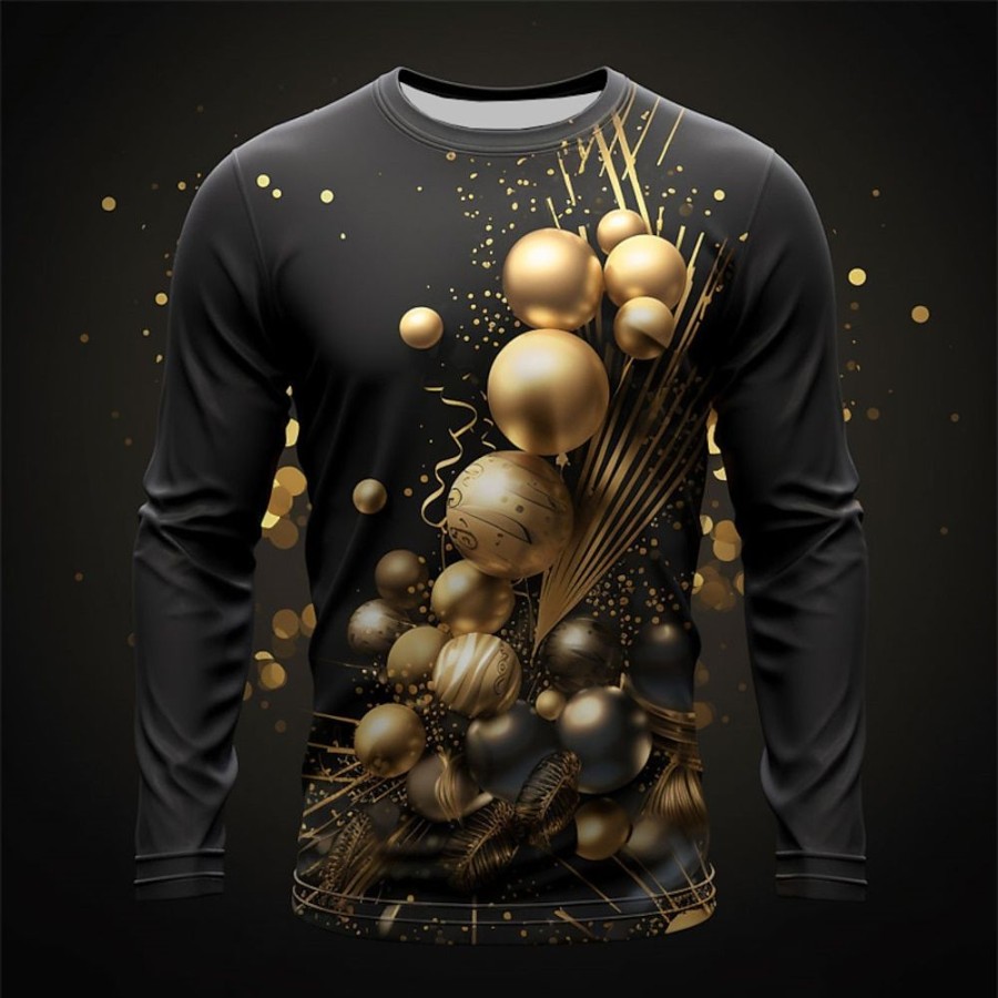 T-Shirts Et Debardeurs Pour Hommes LITB | Graphic Ballon Mode Design Decontractees Homme 3D Effet T Shirt Tee Sport Exterieur Vacances Sortie Nouvel An T-Shirt Manche Longue Col Ras Du Cou Chemise Printemps & Automne Vetement