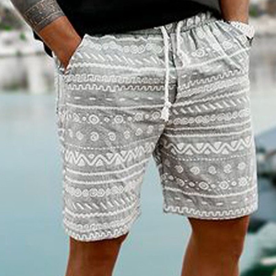 Bas Pour Hommes LITB | Homme Short Short D Ete Short De Plage Cordon Taille Elastique Impression 3D Graphic Formes Geometriques Respirable Doux Court Casual Du Quotidien Vacances Vetement De Rue Hawaien Micro-Elastique Gris