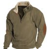 Sweats A Capuche Et Sweat-Shirts LITB | Homme Sweat Shirt Sweat-Shirt Quart De Fermeture Eclair Demi Fermeture Eclair Bloc De Couleur Patchwork Sport & Loisir Du Quotidien Vacances Velours Cotele Decontractees Polaire Fine Tactique Marron