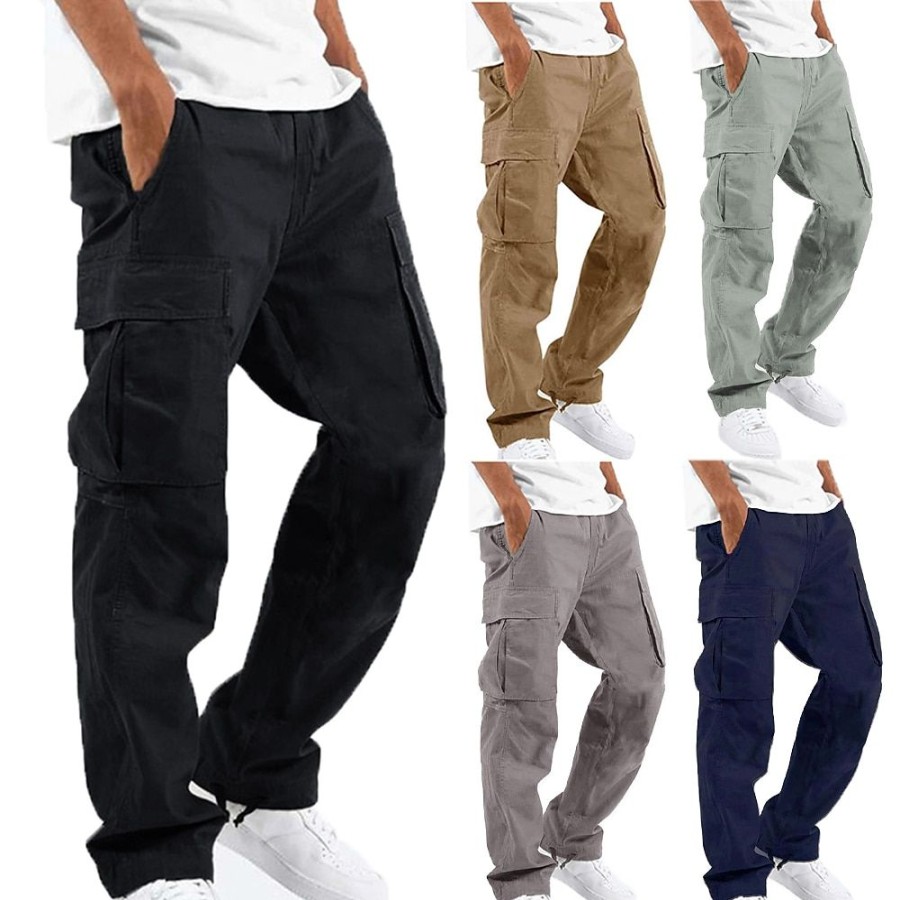 Bas Pour Hommes LITB | Homme Pantalon Cargo Pantalon Jogger Pantalon Cordon Taille Elastique Plusieurs Poches Mode Vetement De Rue Style Classique Casual Du Quotidien Confort Respirable Doux Couleur Unie