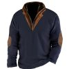 Sweats A Capuche Et Sweat-Shirts LITB | Homme Sweat Shirt Sweat-Shirt Quart De Fermeture Eclair Col Mao Bloc De Couleur Sport & Loisir Du Quotidien Vacances Vetement De Rue Basique Decontractees Printemps & Automne Vetement Bleu Marine