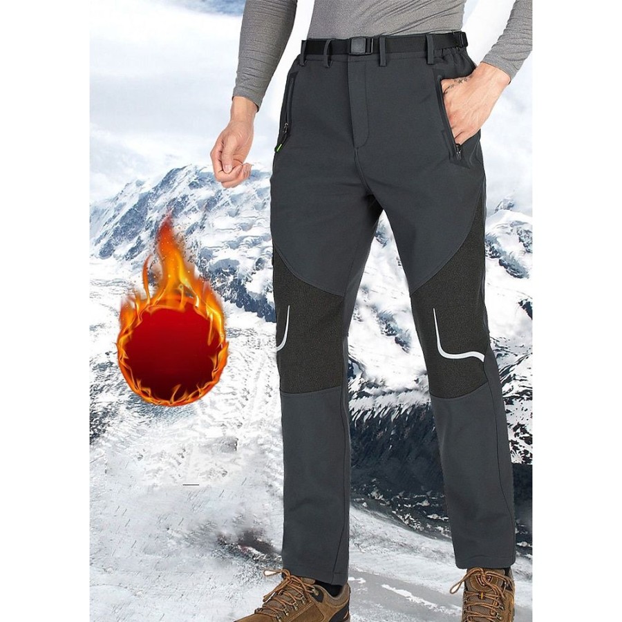 Bas Pour Hommes LITB | Homme Pantalon Cargo Pantalon En Molleton Pantalons D Hiver Pantalons De Randonnee Bouton Taille Elastique Poche Zippee Bloc De Couleur Confort Chaud Casual Du Quotidien Vacances Sportif Mode