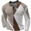 T-Shirts Et Debardeurs Pour Hommes LITB | Graphic Bloc De Couleur Mode Design Decontractees Homme 3D Effet Chemise Henley Shirt T-Shirt Gaufre Sport Exterieur Vacances Festival T-Shirt Ciel Manche Longue Henley Chemise