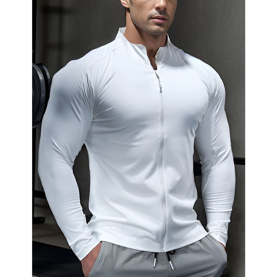 T-Shirts Et Debardeurs Pour Hommes LITB | Homme T Shirt Tee Chemises Evacuant L Humidite Chemises A Meche Seche T-Shirt Chemise A Manches Longues Plein Col Mao Plein Air Vacances Manche Longue Fermez Vetement Tenue Sport Design Basique