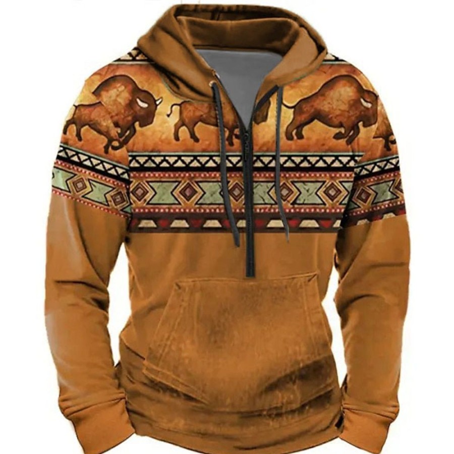 Sweats A Capuche Et Sweat-Shirts LITB | Graphic Cowboy Homme Du Quotidien 3D Effet Sweat A Capuche Sport Exterieur Vacances Sortie Sweats A Capuche Manche Longue Capuche Poche Avant Printemps & Automne Designer Sweat A Capuche