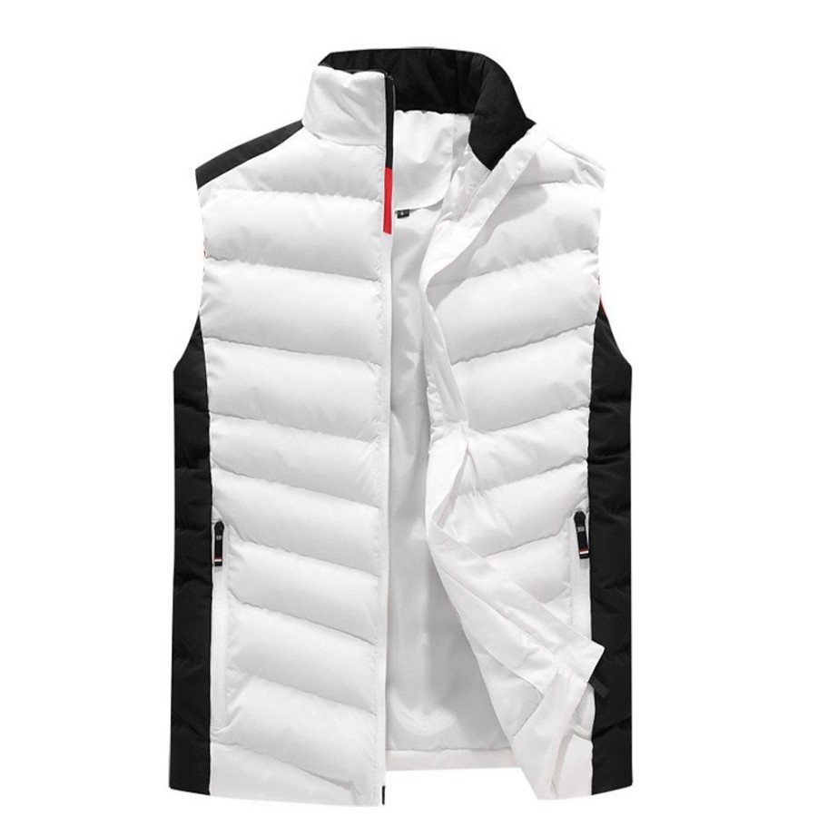 Vetements D'Exterieur Pour Hommes LITB | Homme Manteau D Hiver Gilet Matelasse Zippe Poche Polyester Poche Exterieur Rendez-Vous Casual Quotidien Normal Mode Decontractees Chaud Hiver Bloc De Couleur Doudoune