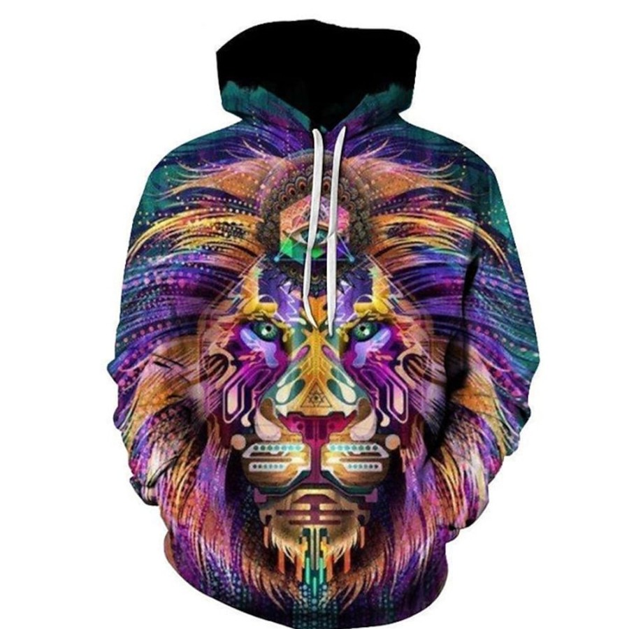 Sweats A Capuche Et Sweat-Shirts LITB | Homme Sweat A Capuche Capuche Animal Imprimes Photos Imprimer Du Quotidien Des Sports 3D Effet Vetement De Rue Design Basique Printemps & Automne Vetement Tenue Pulls Capuche Pulls Molletonnes Violet