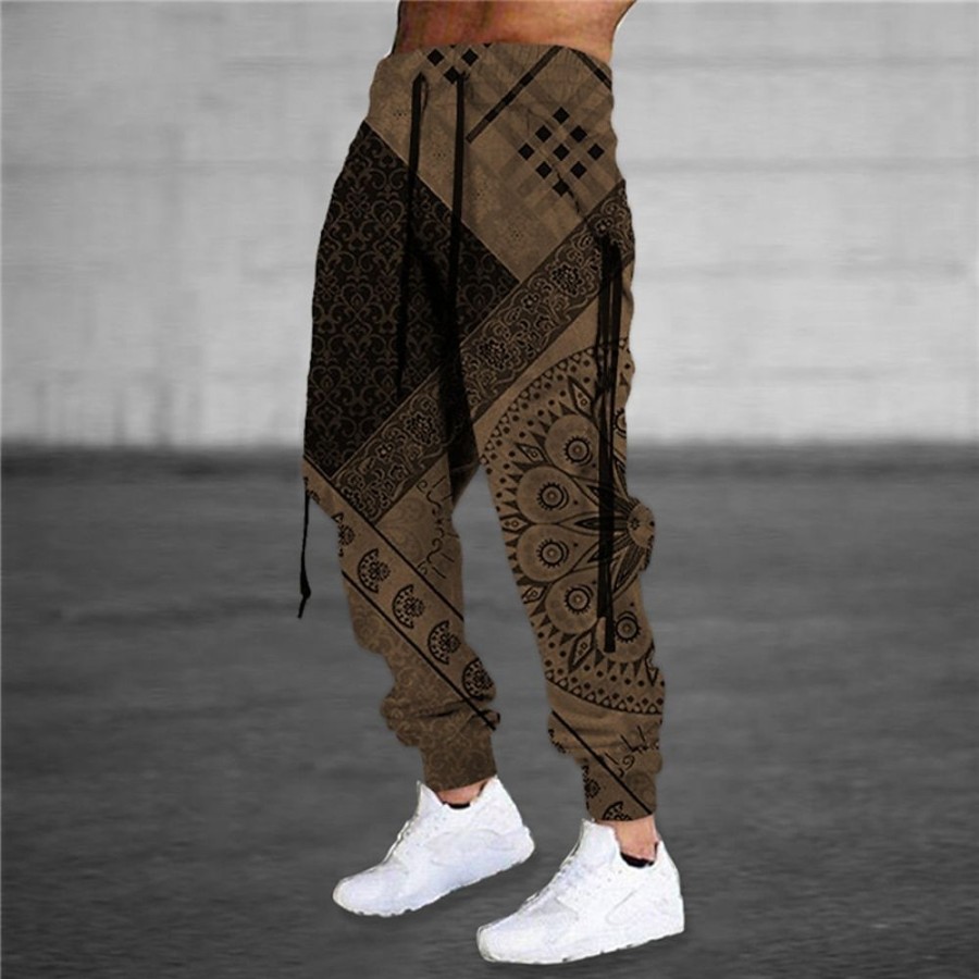 Bas Pour Hommes LITB | Homme Joggings Pantalon Jogger Pantalon Cordon Taille Elastique Impression 3D Imprimes Photos Fleur Confort Sport Exterieur Casual Du Quotidien Melange De Coton Eponge Vetement De Rue Design