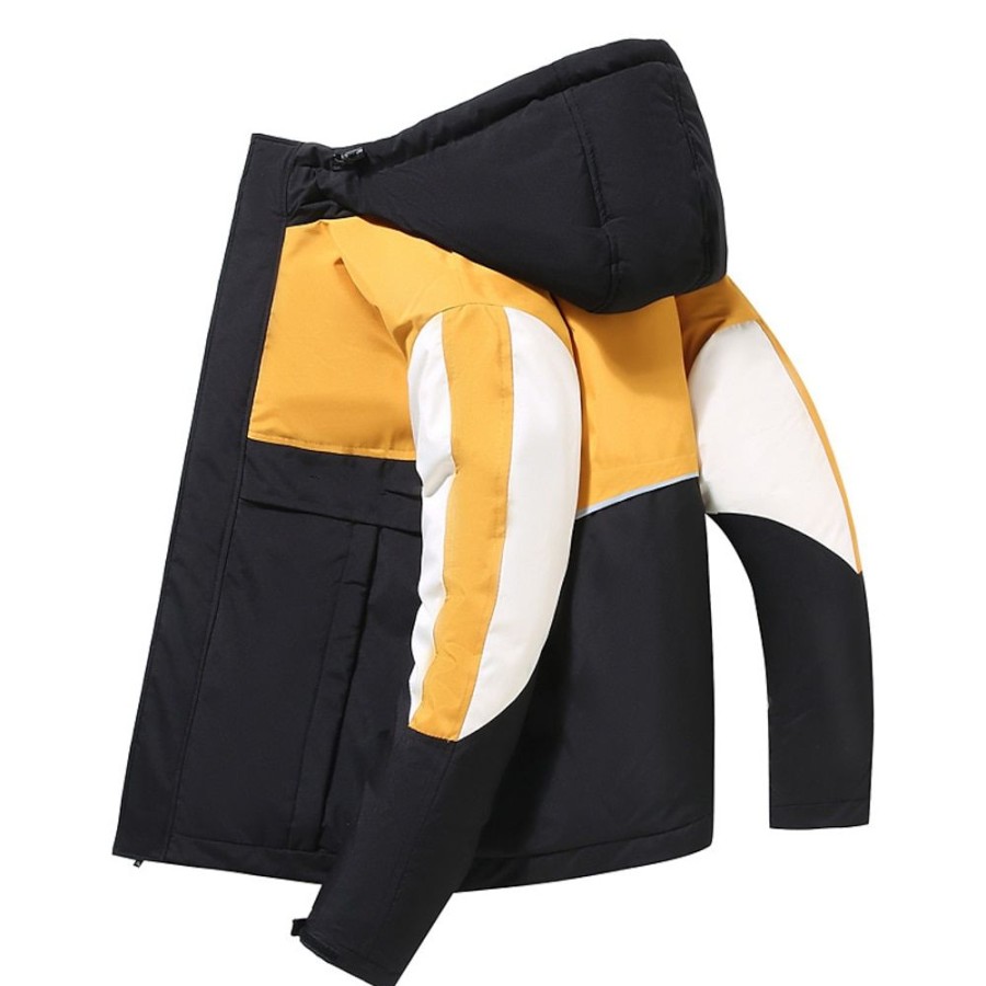 Vetements D'Exterieur Pour Hommes LITB | Homme Doudoune Zippe Poche Capuche Bureau Et Carriere Rendez-Vous Casual Quotidien Exterieur Pour Tous Les Jours Des Sports Hiver Bloc De Couleur Doudoune