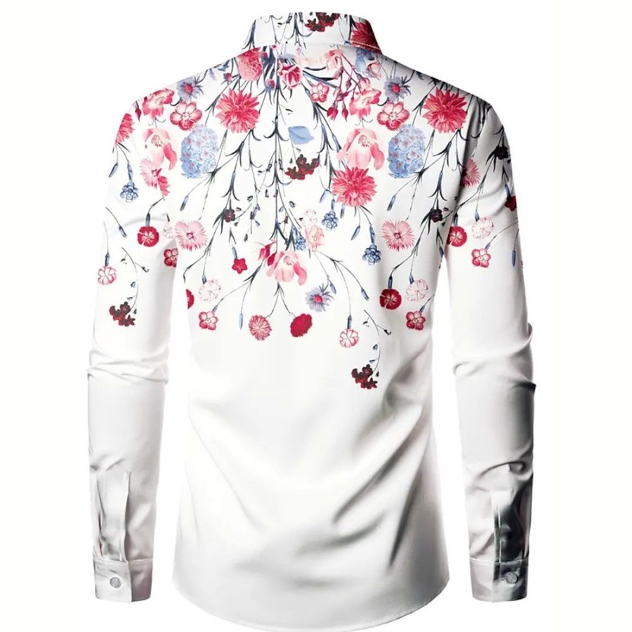 Chemises Pour Hommes LITB | Floral Decontractees Homme Chemise Exterieur Plein Air Casual Quotidien Automne Hiver Col Rabattu Manche Longue S M L Chemise