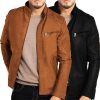 Vetements D'Exterieur Pour Hommes LITB | Homme Simili Cuir Veste Moto Blouson Moto Exterieur Usage Quotidien Chaud Poche Automne Hiver Plein Mode Vetement De Rue Revers Normal Veste