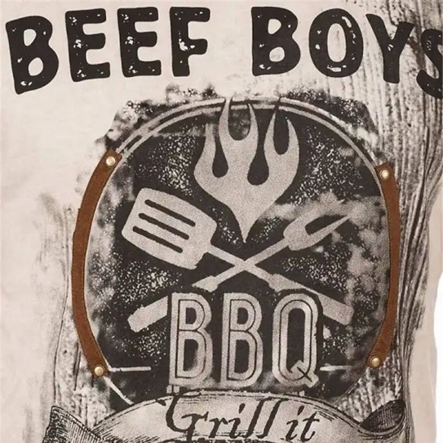 T-Shirts Et Debardeurs Pour Hommes LITB | Graphic Lettre Barbecue Mode Du Quotidien Retro Vintage Homme 3D Effet Chemise Henley Shirt Casual Vacances Sortie T-Shirt Manche Longue Henley Chemise Printemps & Automne Vetement