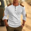 T-Shirts Et Debardeurs Pour Hommes LITB | Homme T Shirt Tee Chemise Gaufree Chemise Henley Shirt T-Shirt Chemise A Manches Longues Bloc De Couleur Henley Plein Air Vacances Manche Longue Patchwork Vetement Tenue Mode Design Basique