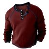 T-Shirts Et Debardeurs Pour Hommes LITB | Homme T Shirt Tee Chemise Henley Shirt T-Shirt En Tricot Gaufre T-Shirt Chemise A Manches Longues Plein Henley Plein Air Vacances Manche Longue Patchwork Vetement Tenue Mode Design Basique