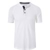 T-Shirts Et Debardeurs Pour Hommes LITB | Homme Chemise Gaufree Chemise Henley Shirt T-Shirt Plein Henley Plein Air Vacances Manches Courtes Vetement Tenue Mode Design Basique Blanche