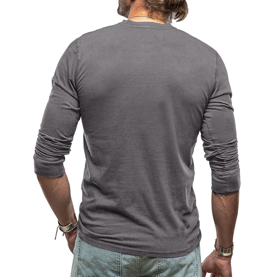 T-Shirts Et Debardeurs Pour Hommes LITB | Homme T Shirt Tee Chemise Henley Shirt T-Shirt Chemise A Manches Longues Plein Henley Plein Air Vacances Manche Longue Vetement Tenue Mode Design Basique