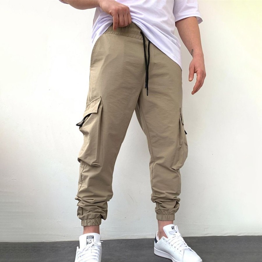 Bas Pour Hommes LITB | Homme Pantalon Cargo Pantalon Cargo Cordon Taille Elastique Manchette Elastique Plein Confort Vestimentaire Casual Du Quotidien Vacances Sportif Mode