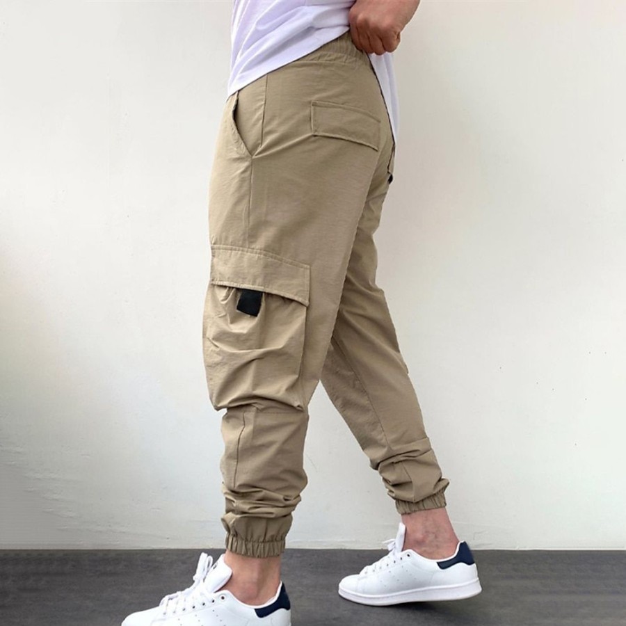 Bas Pour Hommes LITB | Homme Pantalon Cargo Pantalon Cargo Cordon Taille Elastique Manchette Elastique Plein Confort Vestimentaire Casual Du Quotidien Vacances Sportif Mode