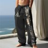 Bas Pour Hommes LITB | Homme Pantalon En Lin Pantalon Pantalon Ete Pantalon De Plage Cordon Taille Elastique Impression 3D Bloc De Couleur Imprimes Photos Confort Casual Du Quotidien Vacances 20% Lin Style Ethnique Retro