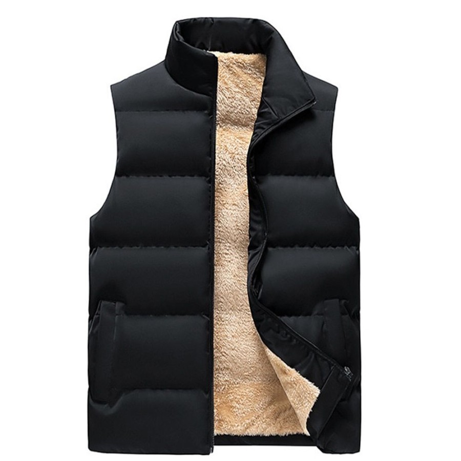 Vetements D'Exterieur Pour Hommes LITB | Homme Gilet Polaire Gilet Exterieur Camping Et Randonnee Usage Quotidien Vacances Mode Basique Automne Hiver Zippe Poche Polyester Coupe Vent Chaud Plein Fermeture Eclair Mao Standard Bleu