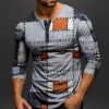 T-Shirts Et Debardeurs Pour Hommes LITB | Graphic Mosaique Mode Du Quotidien Decontractees Homme 3D Effet Chemise Henley Shirt Casual Vacances Sortie T-Shirt Manche Longue Henley Chemise Printemps & Automne Vetement Tenue