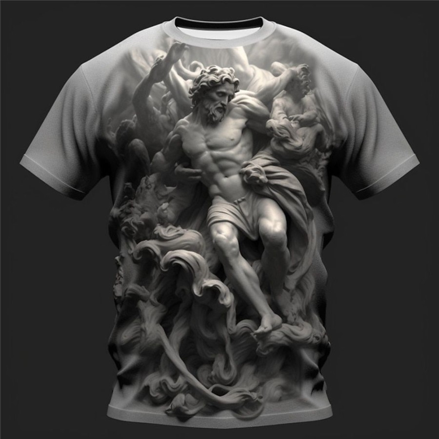 T-Shirts Et Debardeurs Pour Hommes LITB | Graphic Sculpture Du Quotidien Design Retro Vintage Homme 3D Effet T Shirt Tee Sport Exterieur Vacances Sortie T-Shirt Manche Courte Col Ras Du Cou Chemise Printemps Ete Vetement Tenue S