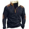 Sweats A Capuche Et Sweat-Shirts LITB | Homme Sweat Shirt Sweat Zippe Demi Fermeture Eclair Bloc De Couleur Patchwork Sport & Loisir Du Quotidien Vacances Vetement De Rue Decontractees Polaire Fine Automne Hiver