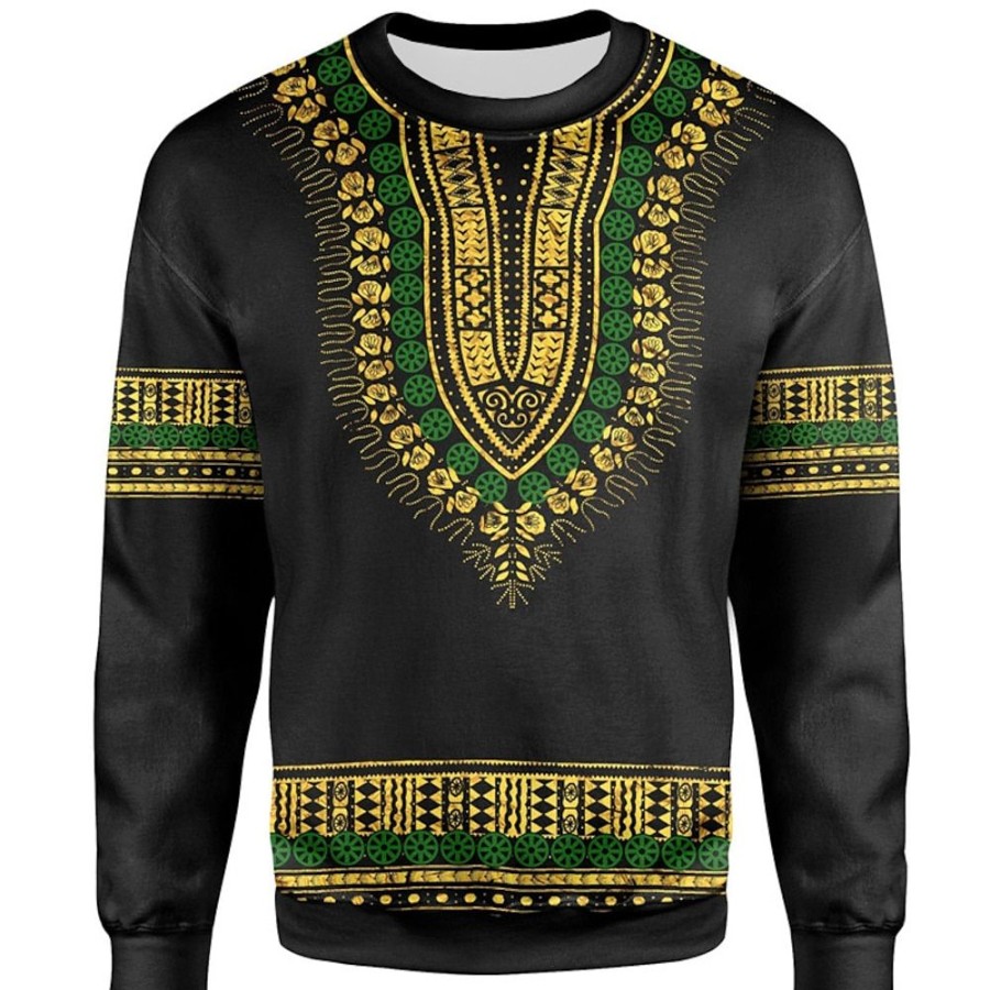 Sweats A Capuche Et Sweat-Shirts LITB | Graphic Tribal Homme Mode 3D Effet Sweat A Capuche Vacances Sortie Vetement De Rue Sweats Manche Longue Col Ras Du Cou Imprimer Printemps & Automne Designer Sweat A Capuche Noir