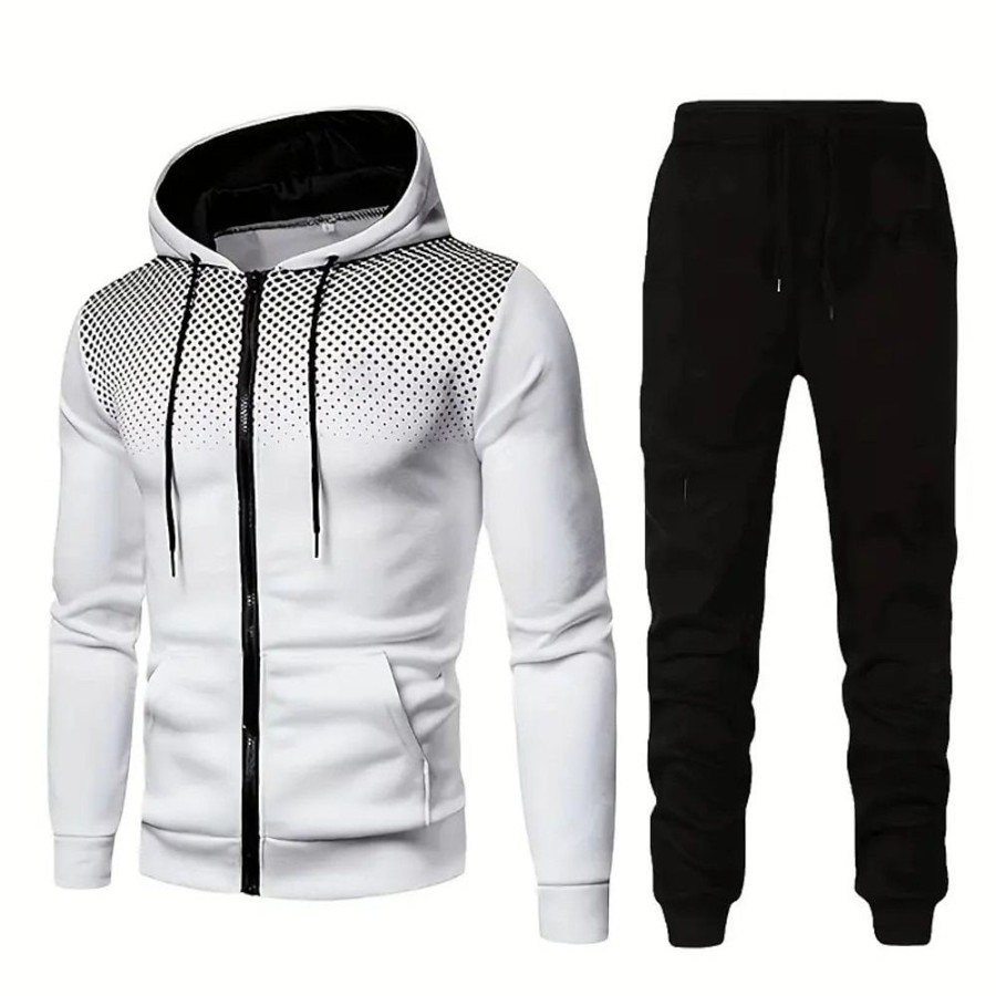 Sweats A Capuche Et Sweat-Shirts LITB | Homme Sweat A Capuche Ensemble Survetement Survetement Capuche Geometrique 2 Pieces Sport & Loisir Du Quotidien Vacances Vetement De Rue Frais Decontractees