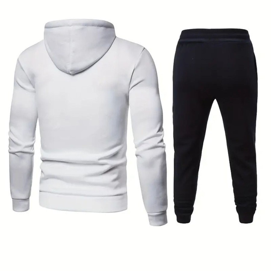 Sweats A Capuche Et Sweat-Shirts LITB | Homme Sweat A Capuche Ensemble Survetement Survetement Capuche Geometrique 2 Pieces Sport & Loisir Du Quotidien Vacances Vetement De Rue Frais Decontractees