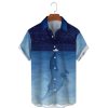 Chemises Pour Hommes LITB | Baleine Decontractees Homme Chemise Usage Quotidien Sortie Fin De Semaine Automne Col Rabattu Manches Courtes S, M, L Tissu Extensible Dans Les 4 Sens Chemise Bleu